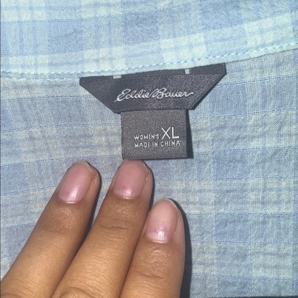 Eddie Bauer Sky Blue Checkered Shirt new XL - Picture 2 of 8